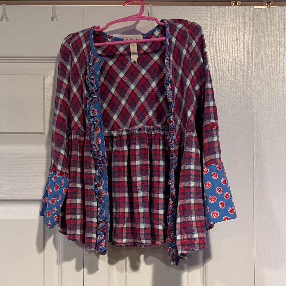 Matilda Jane Plaid Ruffle Cardigan 4 Girls